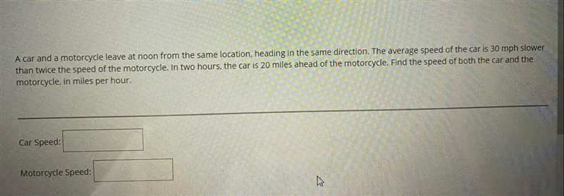 What is the speed of the car and motorcycle?-example-1