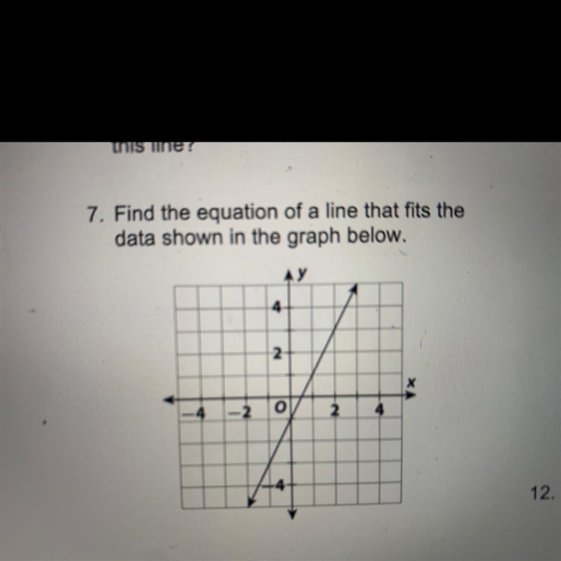 HURRY UP NEED HELP 7. Find the equation of a line that fits the data shown in the-example-1