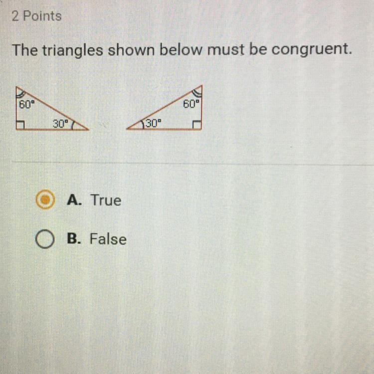 The triangles shown below must be congruent.-example-1