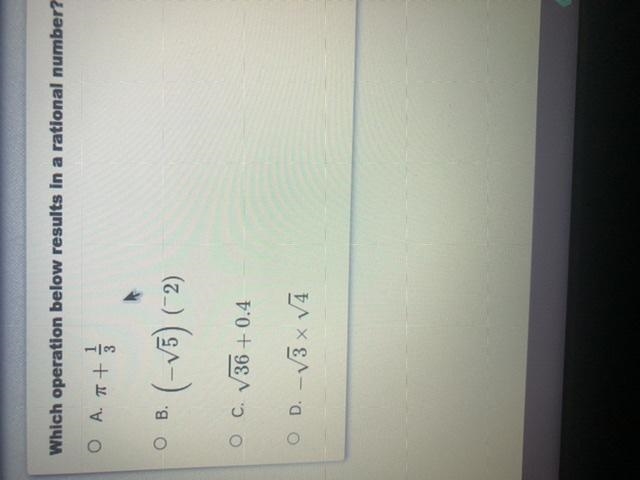 Wich operation below results in a rational number ?-example-1