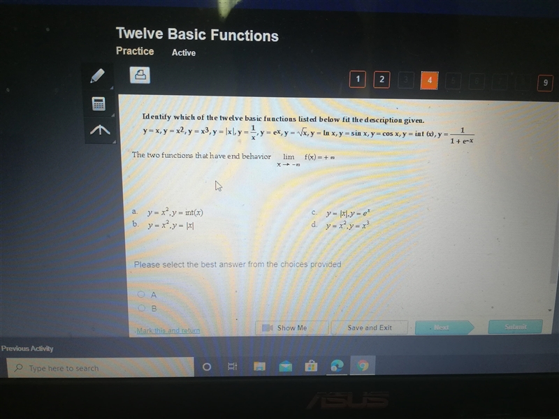 Identify which of the twelve basic functions listed below fit the description given-example-1