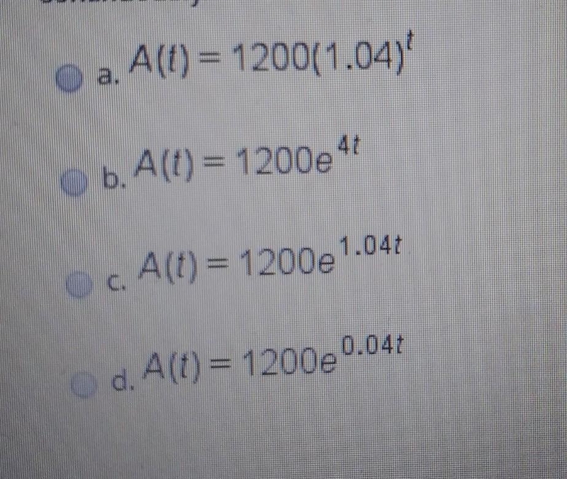 Write a formula that describes the value of an initial investment of $1,200, growing-example-1