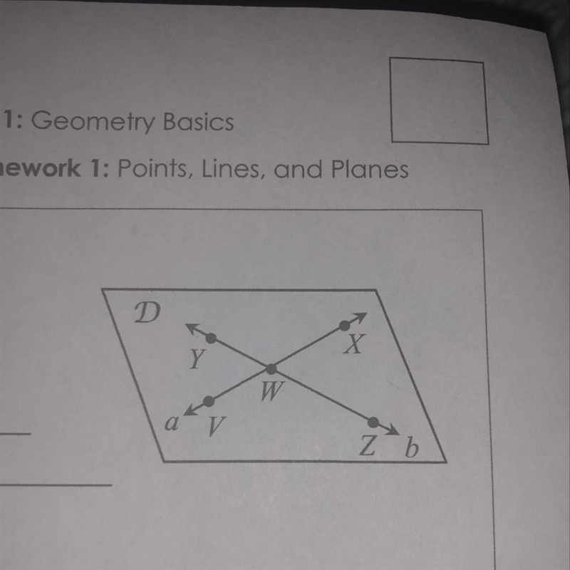 Name the intersection of lines a and b-example-1