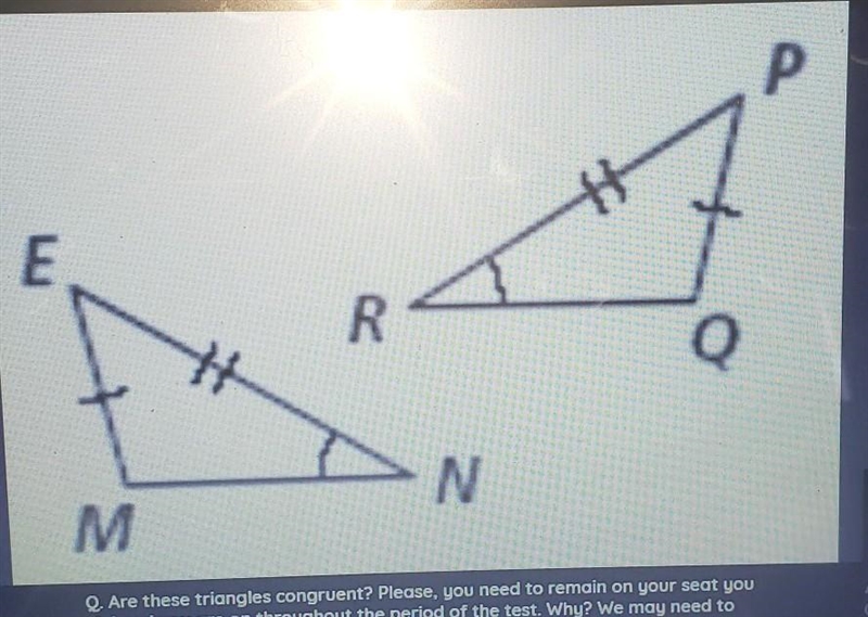 2. Are these triangles congruent? a) no, this is the SSA one b) yes, by ASA C) Yes-example-1