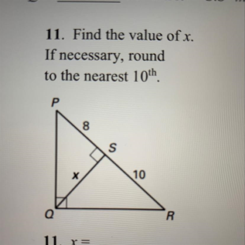 Please Help!!!! Find the value of x if necessary round to the nearest tenth.-example-1