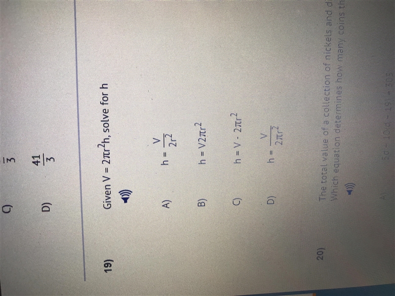 Solve for h V=2πr^2h-example-1