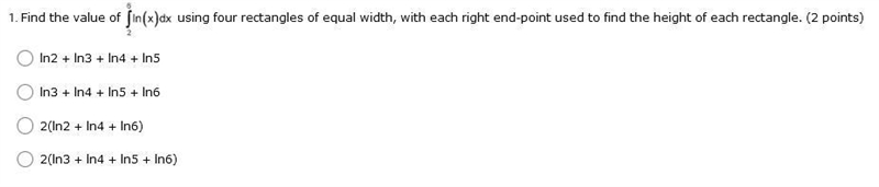 Find the value of the integral from 2 to 6 of the natural log of x, dx using four-example-1