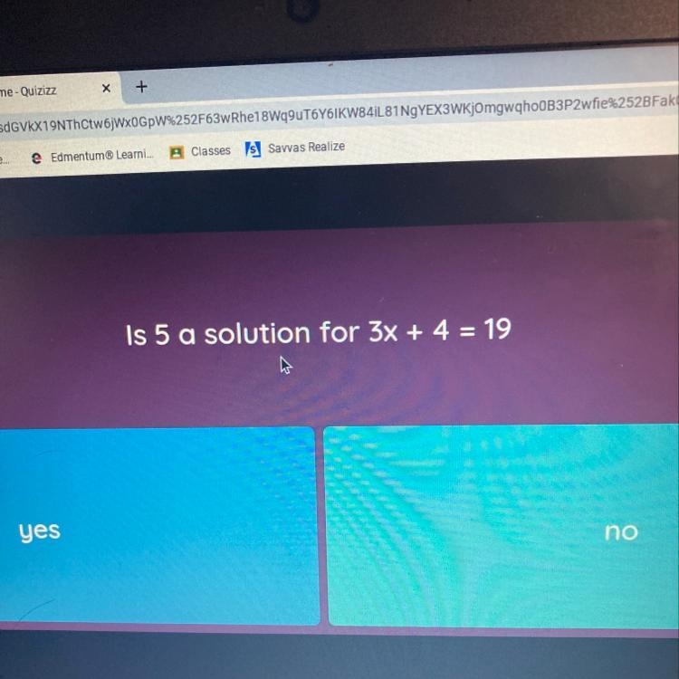 Is 5 a solution for 3x + 4 = 19-example-1