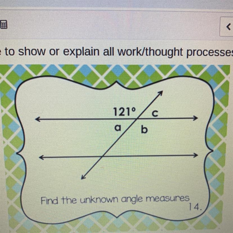 Find the unknown angle measured-example-1