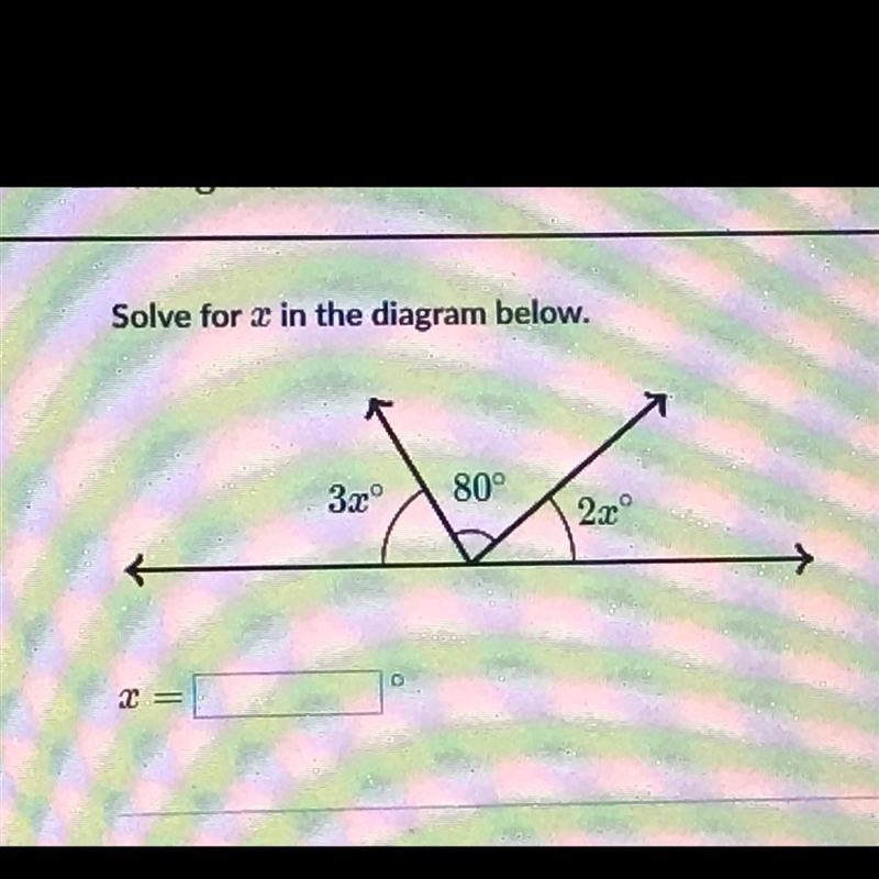 Solve for x in the diagram below. 3a 80° 2z د 2-example-1