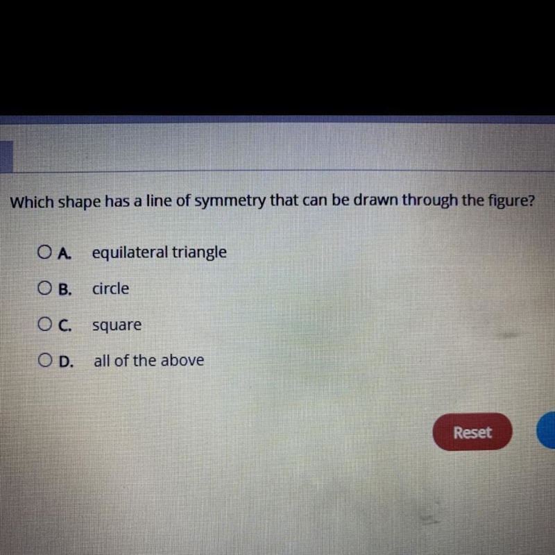 Which shape has a line of symmetry that can be drawn through the figure?-example-1