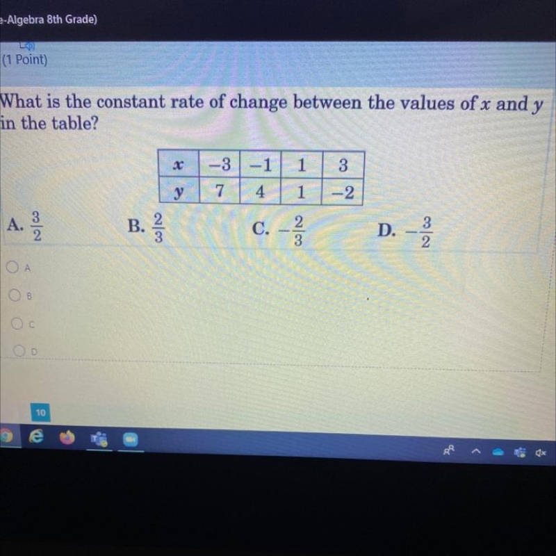 What is the constant rate of change between the values of x and y in the table?-example-1