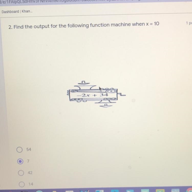 Find the input for the following function machine when x=10. Show explanation and-example-1