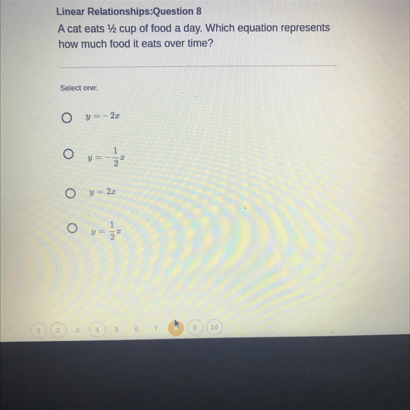 (QUICK I NEED HELP) A cat eats 42 cup of food a day. Which equation represents how-example-1