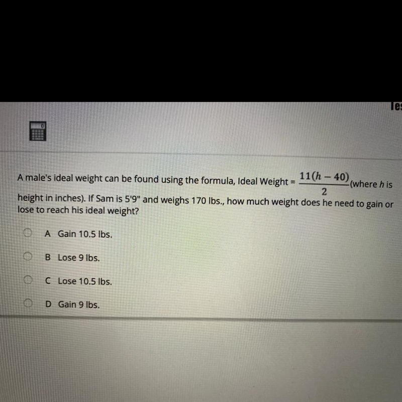 !!!HELP!!! A male's ideal weight can be found using the formula, Ideal Weight = 11(h-example-1