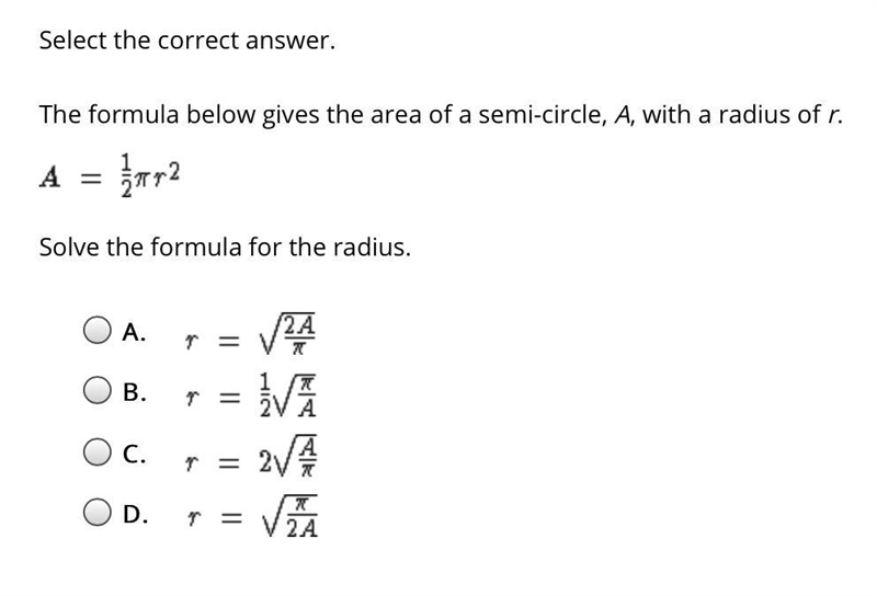 Solve for the radius-example-1