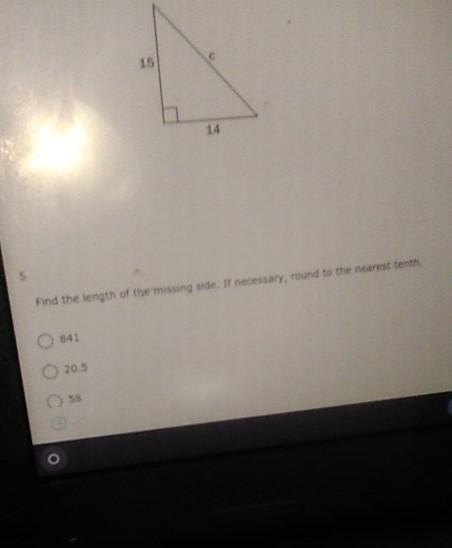Find the length of the missing side. if necessary round to the nearest tenth ​-example-1