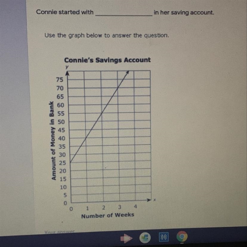 Connie started with___ in her saving account Fill in the blank-example-1