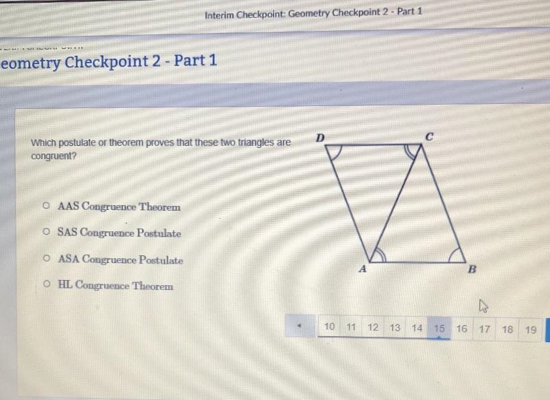 Which postulate or theorem proves that these two triangles are congruent?-example-1