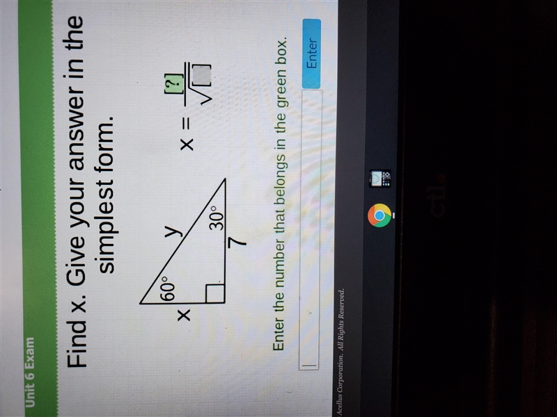 Find x. Give you answer in the simplest form. X-example-1