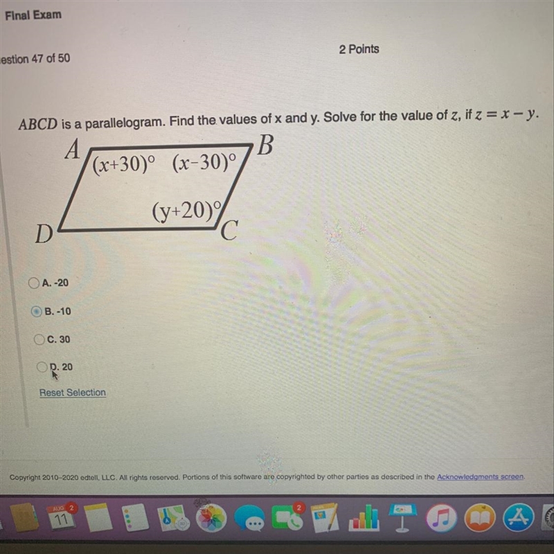 ABCD is a parallelogram. Find the values of x and y. Solve for the value of z, if-example-1