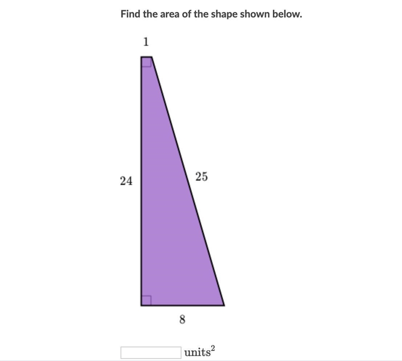 Find the area of the shape shown below.-example-1