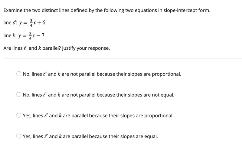 3. Please help. Are lines ℓ and k parallel? Justify your response.-example-1