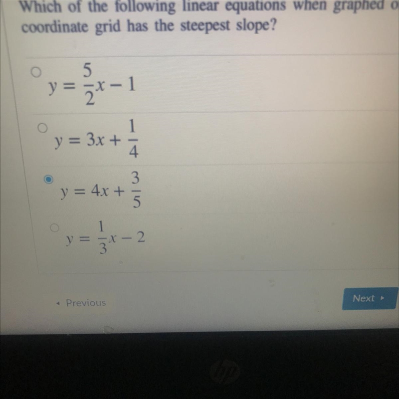 Which of the following linear equations when graphed on a coordinate grid has the-example-1