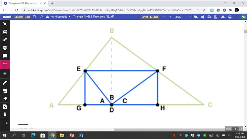 How does line EF relate to line AC?-example-1