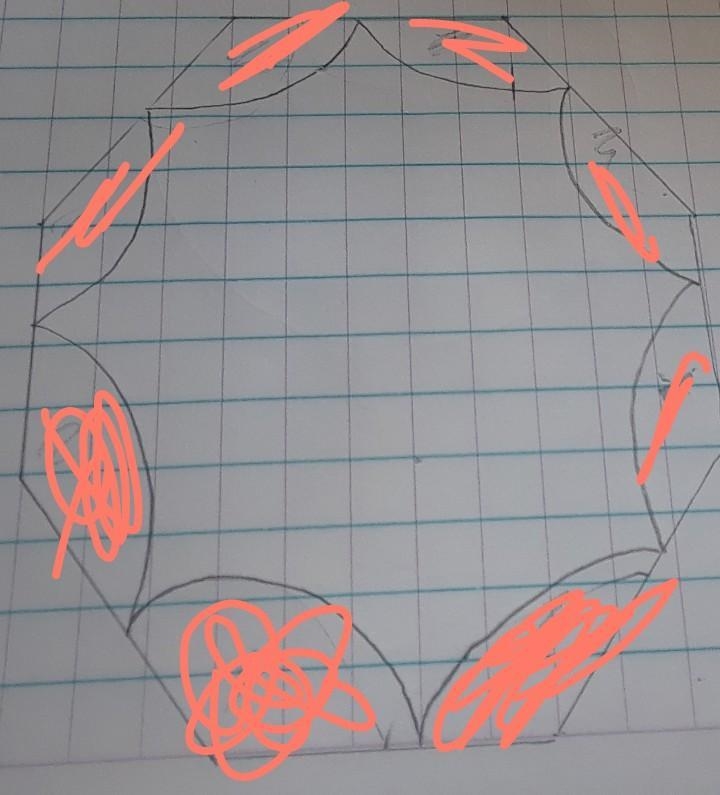 en el octagono regular siguiente cuyo lado mide 2 cm. se han trazado arcos de circunferencia-example-1