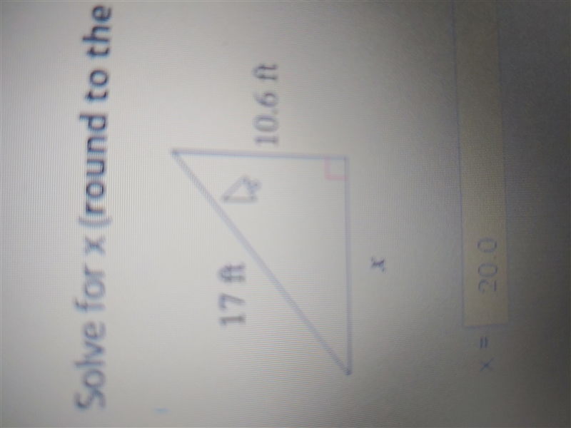 Solve for x.(Round to the nearest tenth.) 17ft and 10.6ft.-example-1