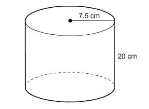 What is the volume of the cylinder to the nearest whole number? a) 942 cm3 b) 3,534 cm-example-1