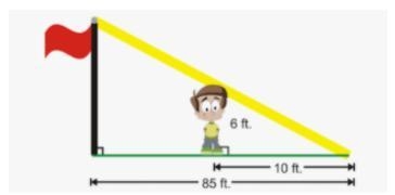 Matthew is standing near a flag pole as shown in the picture. There is a support wire-example-1