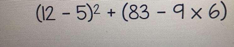 (12 - 5)2 + (83 - 9x6)-example-1