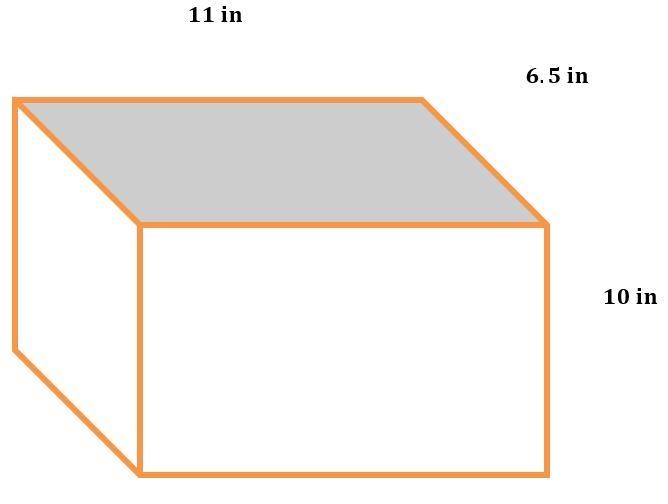 1. Calculate the surface area of this right rectangular prism. 2. Then, find the volume-example-1