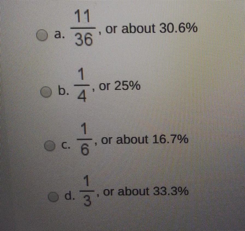 Two six sided dice are rolled. What is the probability of one of the dice being a-example-1