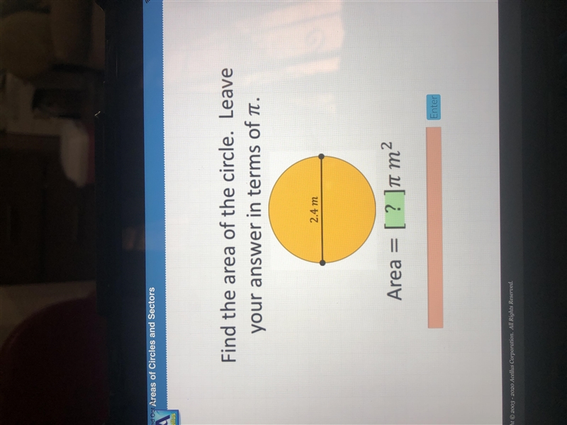 Area of the circle. Leave your answer in terms of pi.-example-1