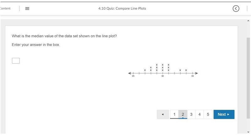 30 points!!! What is the median value of the data set shown on the line plot? Enter-example-1