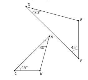 Triangle ABC and DEF are similar. A) True B) False-example-1