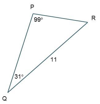 Triangle P Q R is shown. Angle R P Q is 99 degrees and angle P Q R is 31 degrees. The-example-1