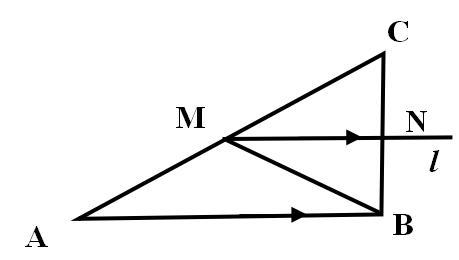 In △ABC, BM is a median, △BMC is equilateral and MC = 3cm. Through M is drawn line-example-1