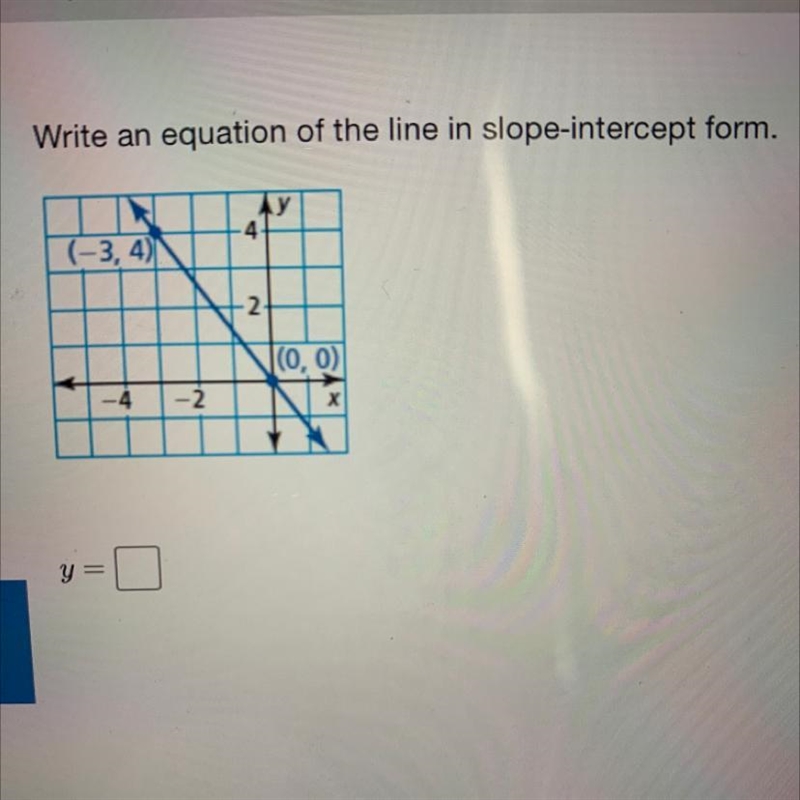 Write an equation of the line in slope-intercept form. y=-example-1