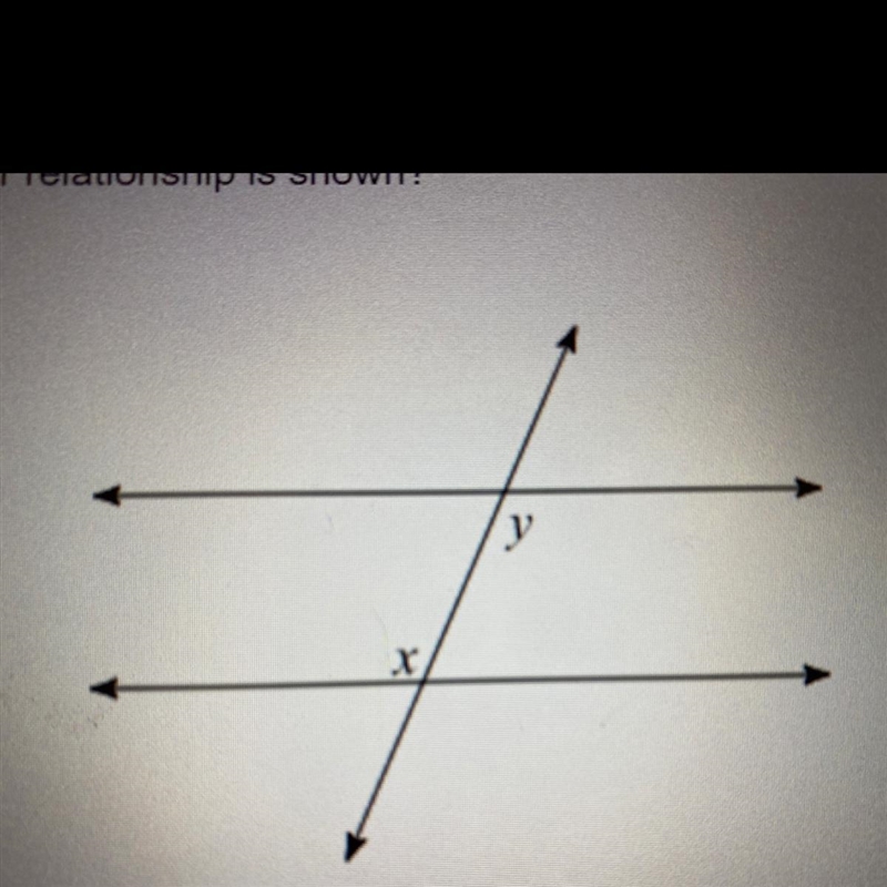 What angle pair relationship is shown? A Alternate Interior B. Alternate Exterior-example-1