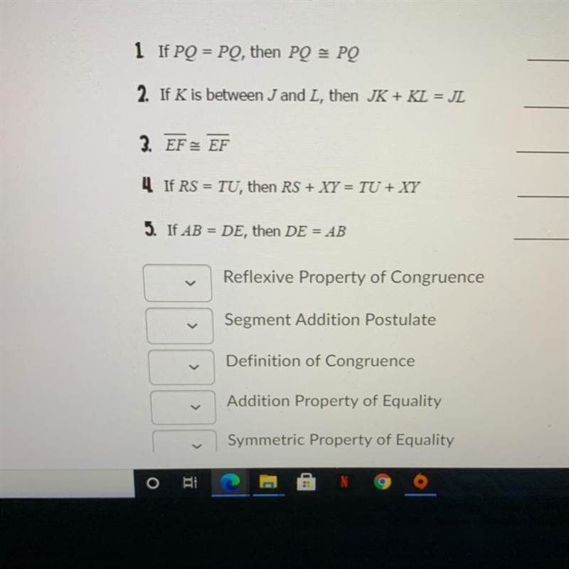 Geometry property question. Justify each of the following statements using a property-example-1