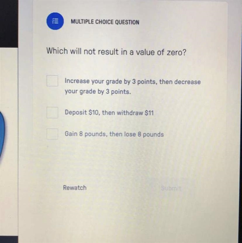 Which will not result in a value of zero?-example-1