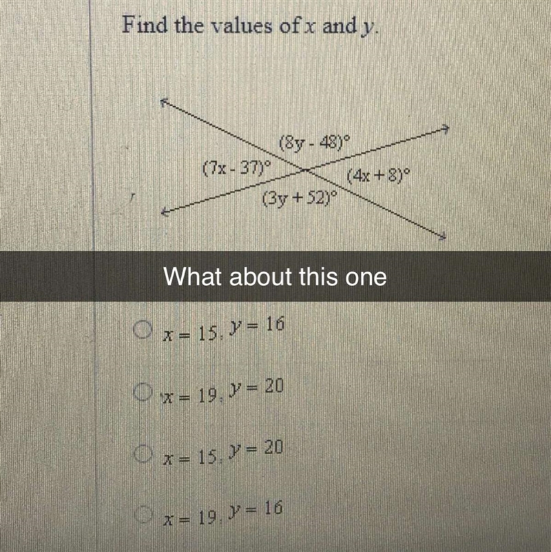 Find the values of x and y-example-1