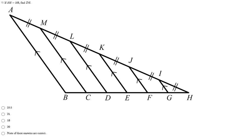 If BH = 108, find DE.-example-1