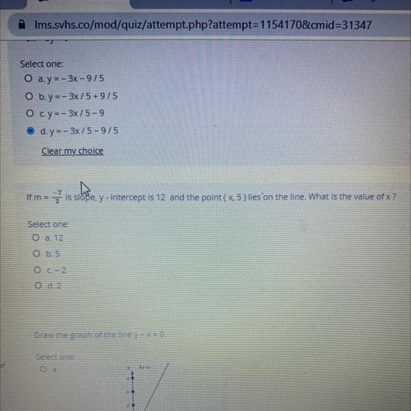 Is sibe, y-intercept is 12 and the point (x, 5) lies on the line. What is the value-example-1