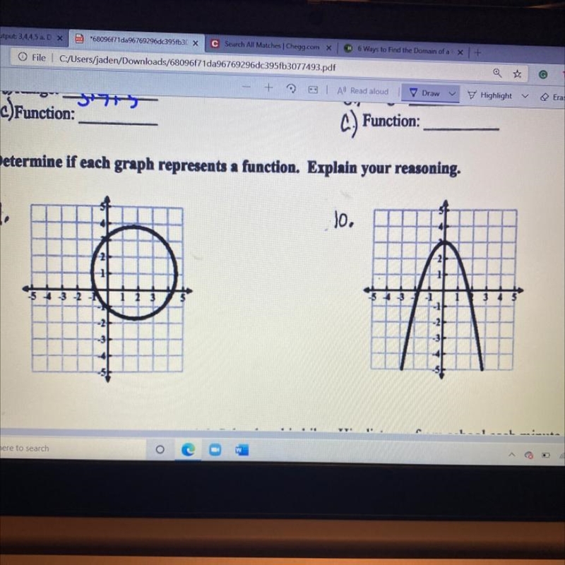 Determine if each graph represents a function explain your reasoning. Please do 9 and-example-1