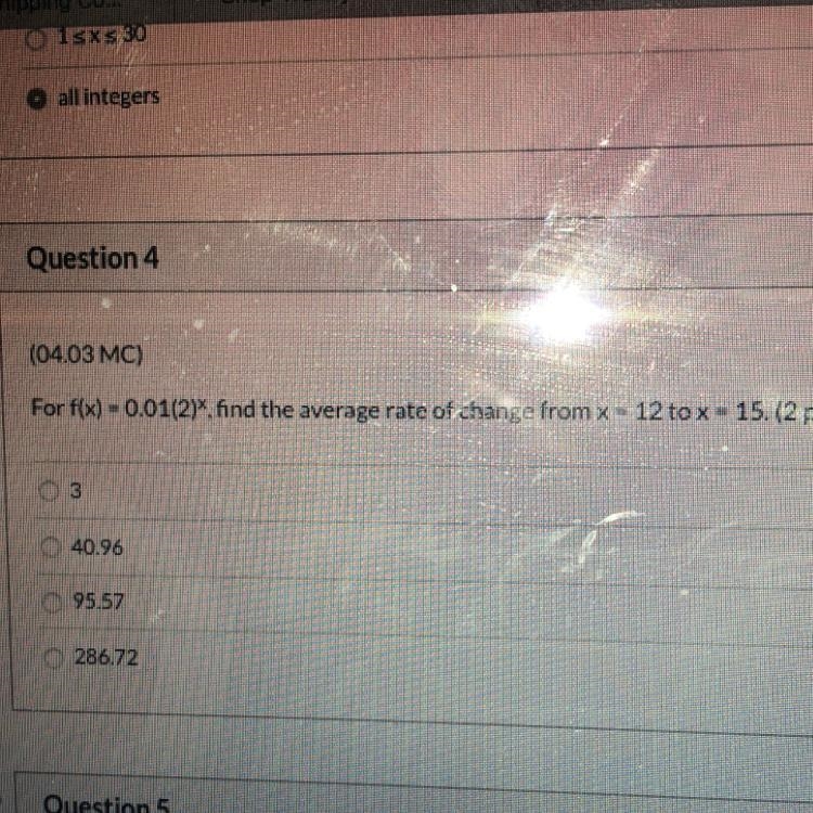 NEED ANSWER For f(x)=00.1 find they average rate of change from x=12 to x=15 NEED-example-1